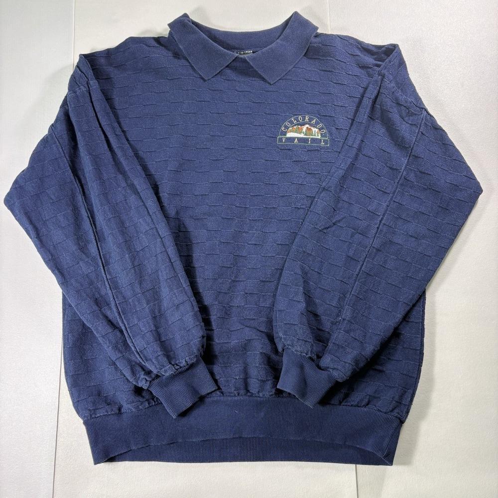 Vintage Crazy Shirts Hawaii Colorado Vail Embroidered Collared Sweatshirt